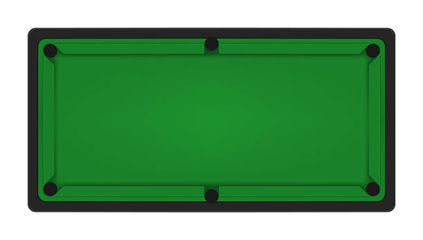 istock A top view of a billiard table featuring a green felt surface and rounded pockets at each corner, ideal for playing various billiard games in a cozy indoor setting. 2241190946