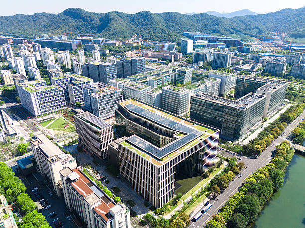 istock Solar power station on rooftop of office building 2241192887