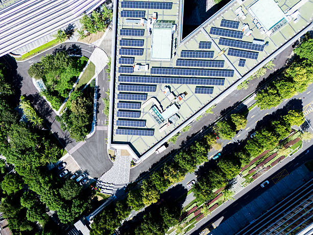 istock Solar power station on rooftop of office building 2241193449