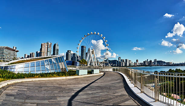 Ferris wheel in downtown of shenzhen china city