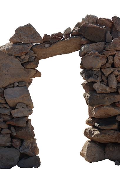 istock Ancient stone archway ruin on white background 2241202041