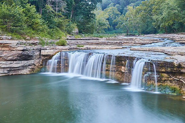 istock Serene Waterfall and Stratified Rocks at Cataract Falls with Lush Greenery 2241204050