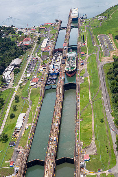 istock Neo-Panamax ships crossing third set of locks 2241206777