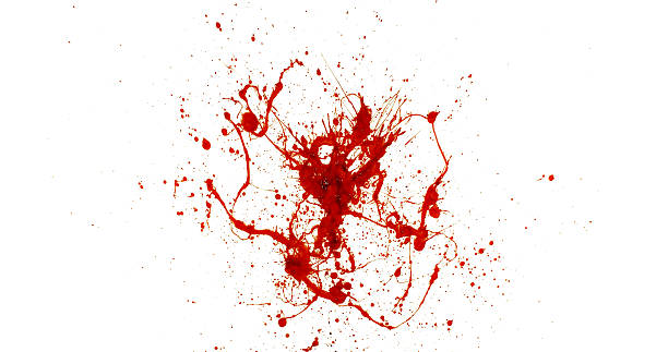 istock Photograph capturing a dramatic blood splash on a clean white background. 2241208805