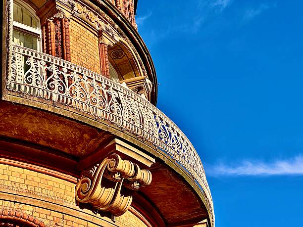 Beautiful ancient architecture at Scarborough against blue sky