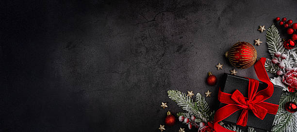 istock Elegant Christmas Flat Lay with Red and Black Gift 2241214238
