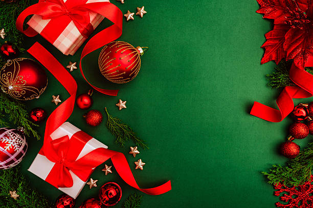 istock Festive Christmas Flat Lay with Red and White Gifts 2241214251