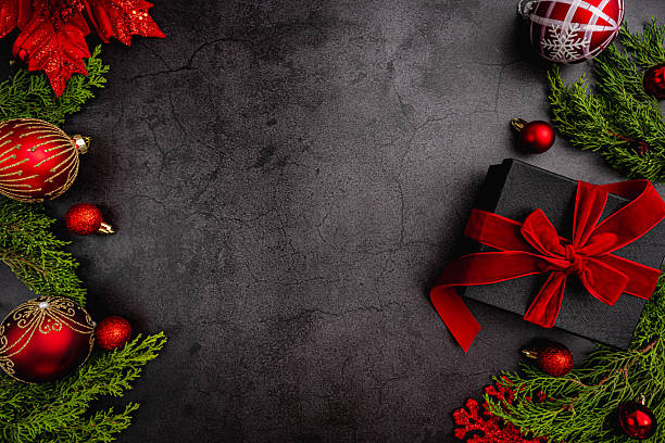 istock Elegant Christmas Flat Lay with Red and Black Gift 2241214322