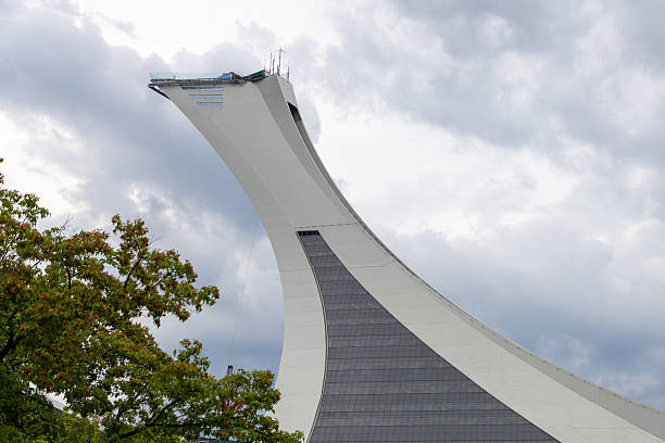 Montreal, Canada - July 6, 2025: Olympic stadium tower in Quebec