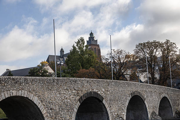 old massiv stony Lahn bridge in Wetzlar