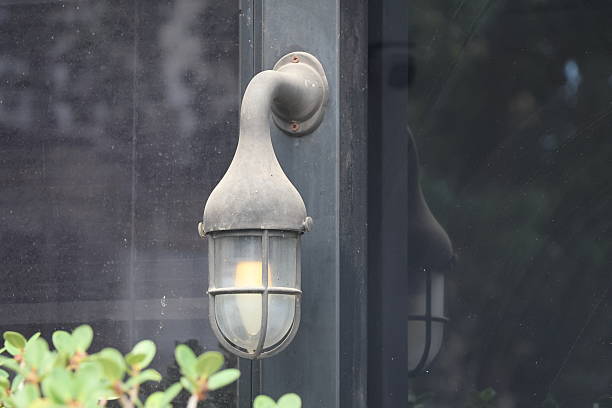 istock Lantern in front of a shop window with green plants. 2241215845