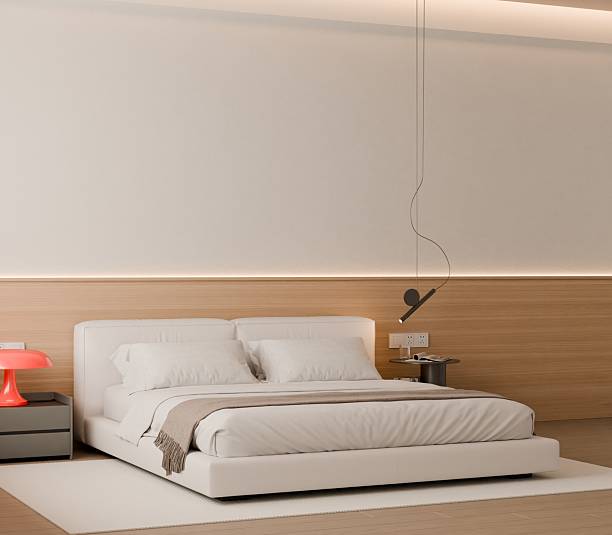 istock Modern Minimalist Bedroom Interior with Frame Poster Mockup - 3d Render 2241217151