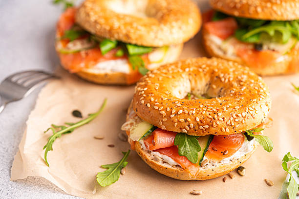 istock Bagel sandwich with salmon 2241219550