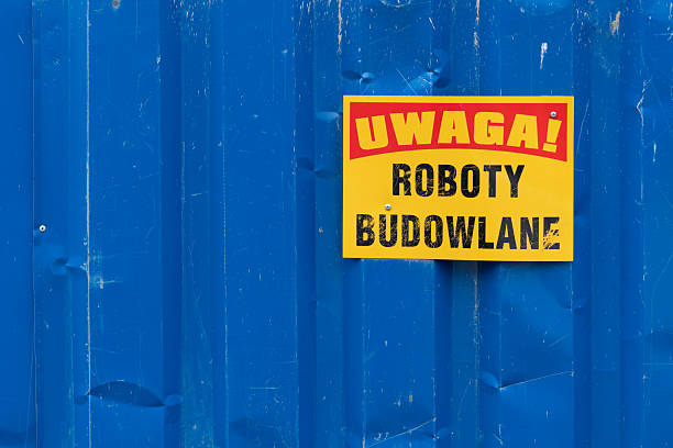 istock Warning Sign on Blue Metal Fence 2241227897