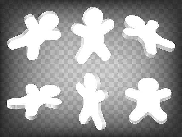 istock Set of perspective projections 3d  blank Gingerbread Man model icons on transparent background.  High detailed 3d template cartoon man.  Abstract concept of graphic elements for your design. EPS 10 2241228819