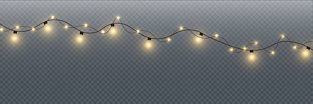 istock Festive Christmas light gold garlands PNG. Decor element for postcards, invitations, backgrounds, business cards. Winter new collection 2241238264