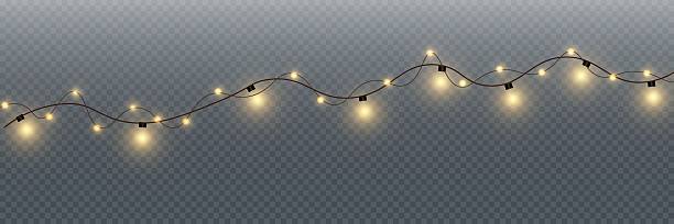 istock Festive Christmas light gold garlands PNG. Decor element for postcards, invitations, backgrounds, business cards. Winter new collection 2241238267