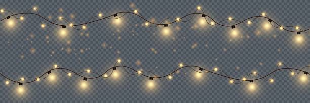 istock Festive Christmas light gold garlands PNG. Decor element for postcards, invitations, backgrounds, business cards. Winter new collection 2241238272