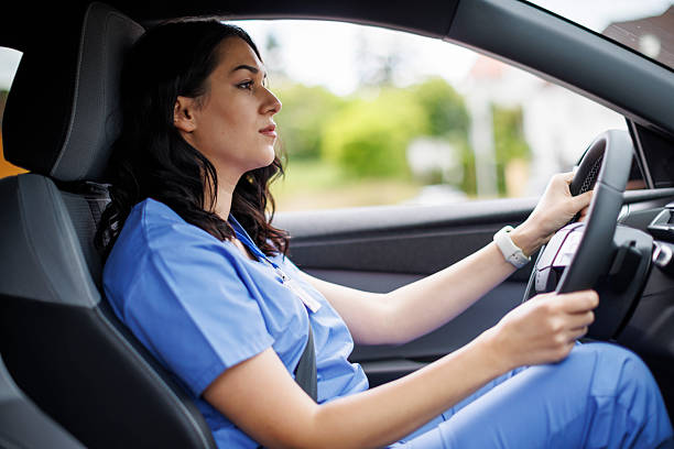 istock Young nurse on her way to work in the hospital 2241245320