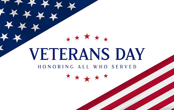 Veterans Day banner with USA flag. Honoring all who served. Vector vector art illustration