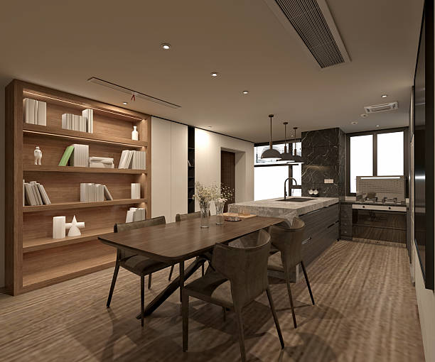 istock photo realistic home interior, dining room. 3d render 2241251040