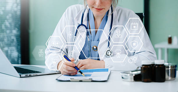 istock Dentist using tablet and digital interfaces for modern dental care, showcasing innovative technology, advanced healthcare, and professional oral treatment solutions. 2241294705