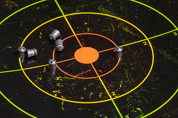 Airgun Pellets on Target, Precision Shooting Accuracy Concept