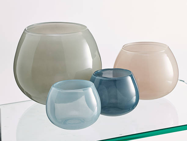 Glass jars in various sizes  isolated nature background with clipping path