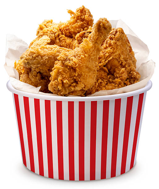 Fried chicken fillet isolated on white background.