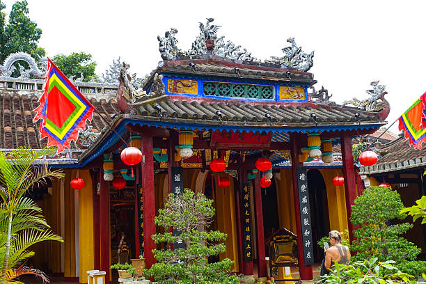 July, 2025 - Hoi An, Cam Pho Temple Hoi An, Vietnam. The entrance to temple. Hoi An is an UNESCO World Heritage and recognized as an exceptionally well-preserved example of a South-East Asian trading port dating from the 15th to the 19th century. Camp Pho Temple also called Dinh Cam Pho Communal House is a really old building right on the western edge of Hoi An's historic quarter. This place was, and still is, used as a community center and a spot to worship the local gods. It’s a great example of the culture and traditional beliefs of the people in Hoi An.