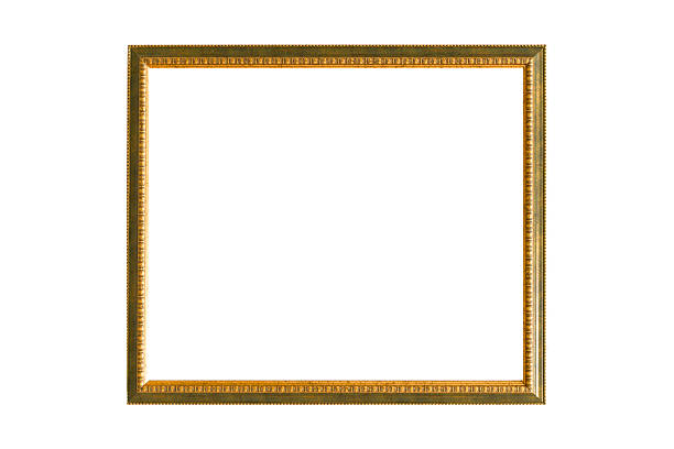istock Gold frame for a picture in a classic baroque style on a white blank background. 2241324688