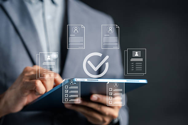 istock Digital online resume approval documents, recruitment, job application, HR technology, candidate profile, and hiring success. 2241330916