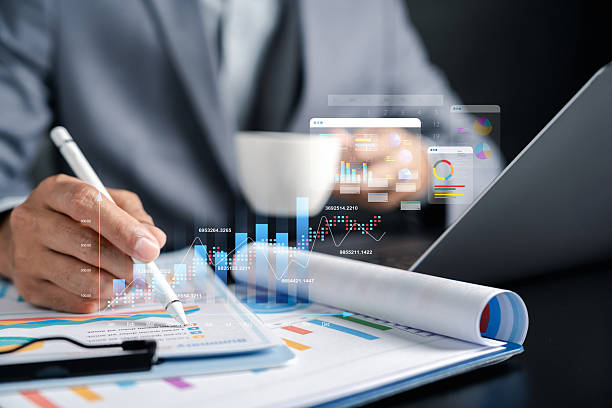 istock Financial chart and investment analysis with digital dashboard, finance strategy, data analytics, smart investment decision, and business growth opportunities. 2241330932