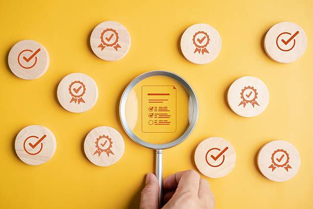 istock Online survey, digital form, and approval certificate with checklist. compliance, quality assurance, verification, and document management in corporate process. 2241330950
