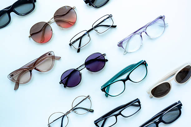 istock Set with different eyeglasses with lenses. Eye care concept 2241342213