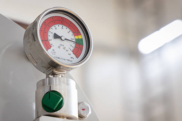 istock Close-up of a pressure gauge installed on high-voltage gas-insulated switchgear (GIS) inside a power plant, used to monitor SF6 gas levels, ensure safety, and maintain electrical system efficiency 2241347708