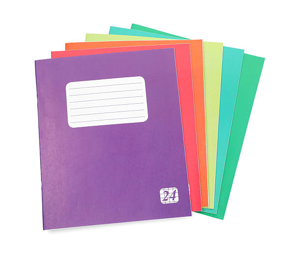 istock Colorful copybooks isolated on white, top view. School stationery 2241349908
