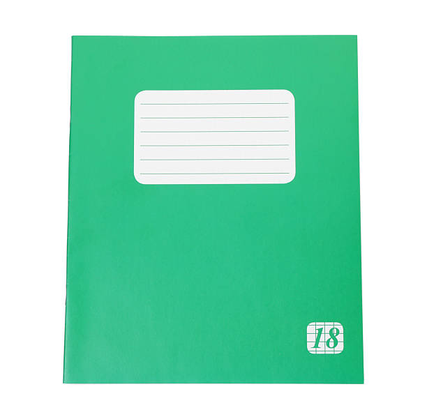 One copybook isolated on white, top view. School stationery