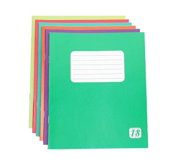 istock Colorful copybooks isolated on white, top view. School stationery 2241349952