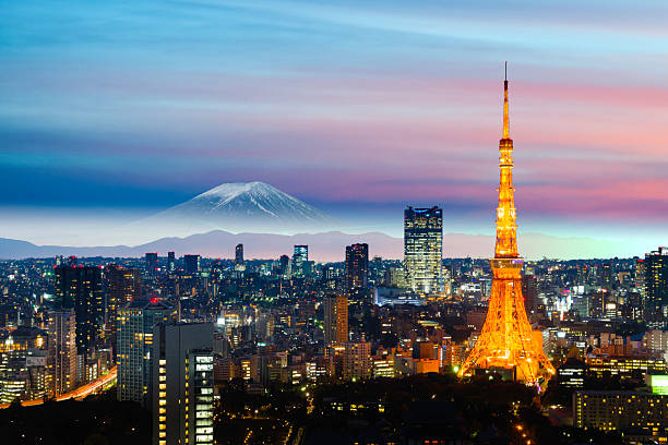 istock Tokyo Tower at night with Mt.Fuji in the Background 2241350689