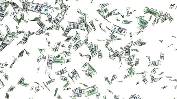 istock Us dollar bills falling, raining money on white background 2241350933