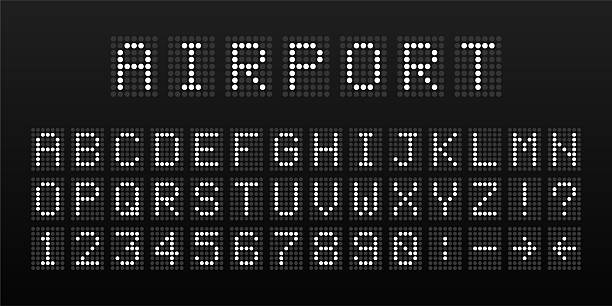 Dot matrix LED letters and numbers creating a digital scoreboard font