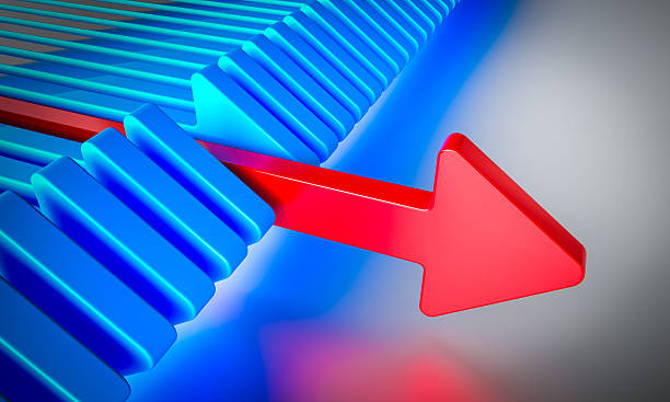 istock Red arrow breaking through blue barrier showing leadership 2241351964