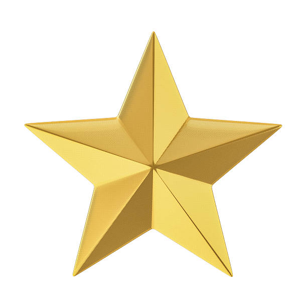 istock Golden five-pointed star symbol isolated on white background 2241354513