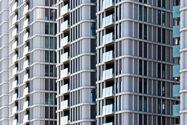 istock High-rise residential buildings with geometric forms and modernist architecture under deep blue clear sky 2241357018