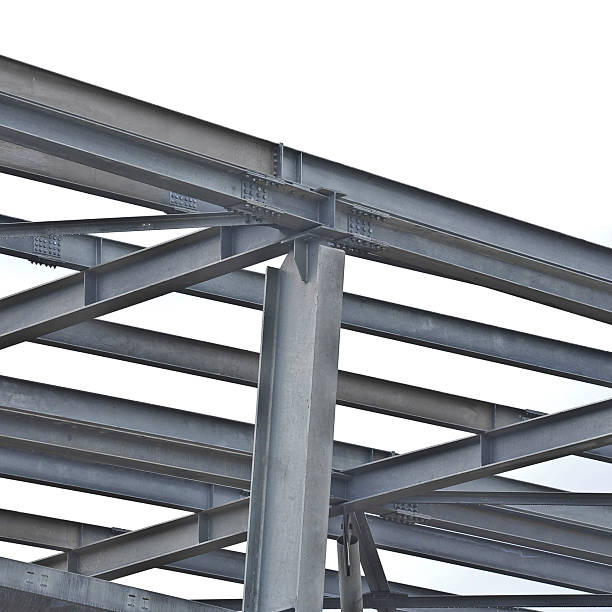 istock CONSTRUCTION SITE FOR THE CONSTRUCTION OF A GALVANIZED STEEL STRUCTURE WITH BEAMS AND PILLARS 2241360555