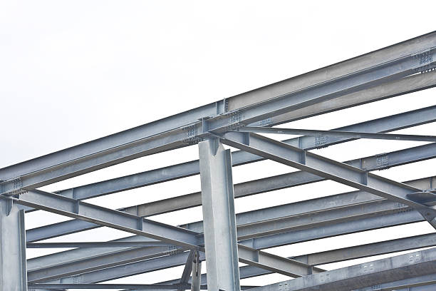 istock CONSTRUCTION SITE FOR THE CONSTRUCTION OF A GALVANIZED STEEL STRUCTURE WITH BEAMS AND PILLARS 2241360909