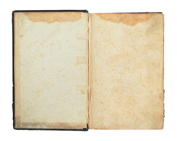 istock Open antique book showing blank aged pages, isolated on transparent background 2241364768