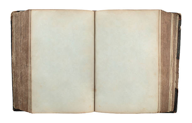 istock Open antique book showing blank aged pages, isolated on transparent background 2241364843