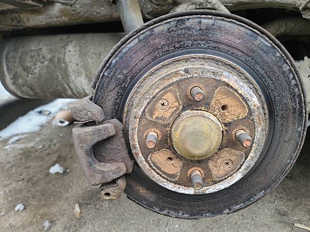 Broken tire of a car outdoor